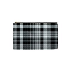 Black White Plaid Checked Seamless Pattern Cosmetic Bag (Small)