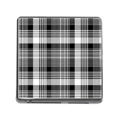 Black White Plaid Checked Seamless Pattern Memory Card Reader (Square 5 Slot)