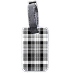 Black White Plaid Checked Seamless Pattern Luggage Tag (two sides)