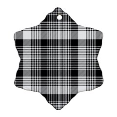 Black White Plaid Checked Seamless Pattern Ornament (Snowflake)