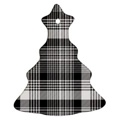 Black White Plaid Checked Seamless Pattern Ornament (Christmas Tree) 