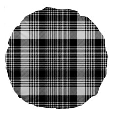 Black White Plaid Checked Seamless Pattern Large 18  Premium Round Cushions