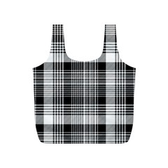 Black White Plaid Checked Seamless Pattern Full Print Recycle Bag (S)