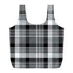 Black White Plaid Checked Seamless Pattern Full Print Recycle Bag (L) Front