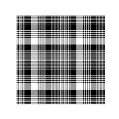 Black White Plaid Checked Seamless Pattern Small Satin Scarf (Square)