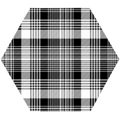 Black White Plaid Checked Seamless Pattern Wooden Puzzle Hexagon