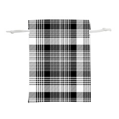 Black White Plaid Checked Seamless Pattern Lightweight Drawstring Pouch (S)