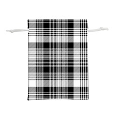 Black White Plaid Checked Seamless Pattern Lightweight Drawstring Pouch (L)