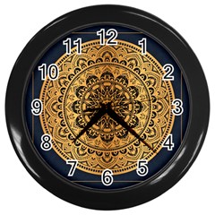 Luxury Mandala Background With Golden Arabesque Pattern Arabic Islamic East Style Premium Vector Wall Clock (black) by Wegoenart