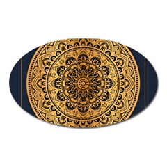 Luxury Mandala Background With Golden Arabesque Pattern Arabic Islamic East Style Premium Vector Oval Magnet by Wegoenart