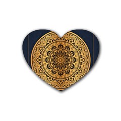 Luxury Mandala Background With Golden Arabesque Pattern Arabic Islamic East Style Premium Vector Rubber Coaster (heart)  by Wegoenart