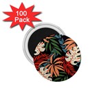 Fashionable Seamless Tropical Pattern With Bright Pink Yellow Plants Leaves 1.75  Magnets (100 pack)  Front