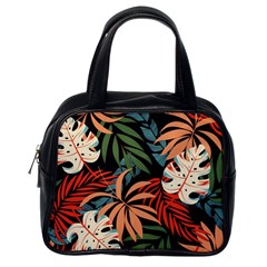 Fashionable Seamless Tropical Pattern With Bright Pink Yellow Plants Leaves Classic Handbag (one Side) by Wegoenart