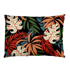 Fashionable Seamless Tropical Pattern With Bright Pink Yellow Plants Leaves Pillow Case by Wegoenart