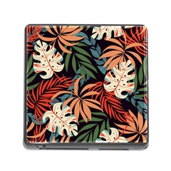 Fashionable Seamless Tropical Pattern With Bright Pink Yellow Plants Leaves Memory Card Reader (square 5 Slot) by Wegoenart