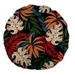 Fashionable Seamless Tropical Pattern With Bright Pink Yellow Plants Leaves Large 18  Premium Flano Round Cushions Front