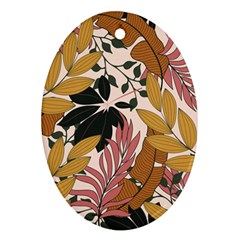 Fashionable Seamless Tropical Pattern With Bright Pink Green Flowers Oval Ornament (two Sides)