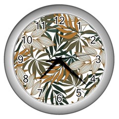 Trendy Seamless Tropical Pattern With Bright White Yellow Flowers Wall Clock (silver) by Wegoenart