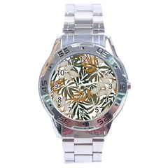 Trendy Seamless Tropical Pattern With Bright White Yellow Flowers Stainless Steel Analogue Watch by Wegoenart