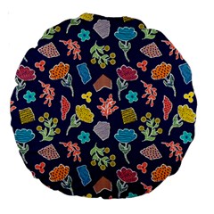 Pattern With Paper Flowers Large 18  Premium Round Cushions by Wegoenart