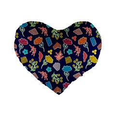 Pattern With Paper Flowers Standard 16  Premium Flano Heart Shape Cushions