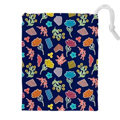 Pattern With Paper Flowers Drawstring Pouch (5xl)