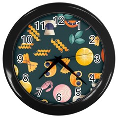 Italian Food Seamless Pattern Wall Clock (black) by Wegoenart