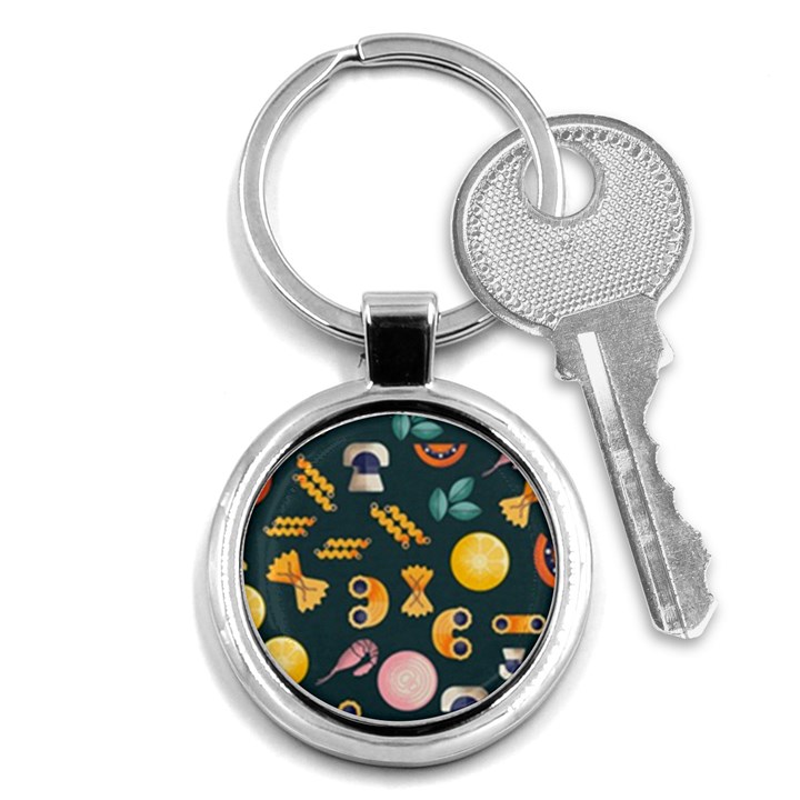 Italian Food Seamless Pattern Key Chain (Round)