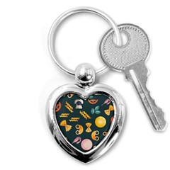 Italian Food Seamless Pattern Key Chain (heart) by Wegoenart