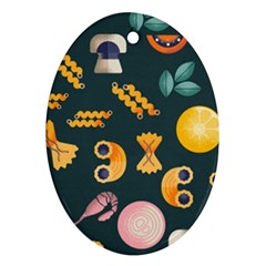 Italian Food Seamless Pattern Oval Ornament (two Sides)