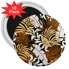 Botanical Seamless Tropical Pattern With Bright Red Yellow Plants Leaves 3  Magnets (10 Pack)  by Wegoenart