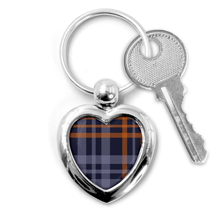 Seamless Pattern Check Fabric Texture Key Chain (Heart)