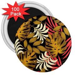 Original Seamless Tropical Pattern With Bright Reds Yellows 3  Magnets (100 Pack) by Wegoenart