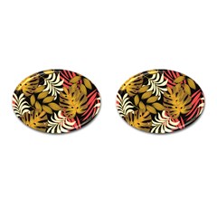 Original Seamless Tropical Pattern With Bright Reds Yellows Cufflinks (oval)