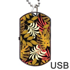 Original Seamless Tropical Pattern With Bright Reds Yellows Dog Tag Usb Flash (two Sides) by Wegoenart