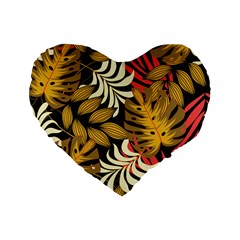 Original Seamless Tropical Pattern With Bright Reds Yellows Standard 16  Premium Heart Shape Cushions