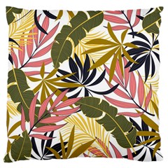 Fashionable Seamless Tropical Pattern With Bright Pink Green Flowers Large Flano Cushion Case (two Sides) by Wegoenart