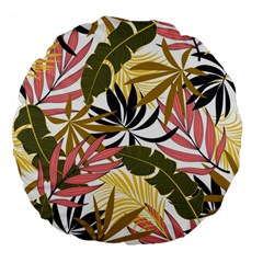 Fashionable Seamless Tropical Pattern With Bright Pink Green Flowers Large 18  Premium Flano Round Cushions by Wegoenart