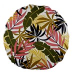 Fashionable Seamless Tropical Pattern With Bright Pink Green Flowers Large 18  Premium Flano Round Cushions Front