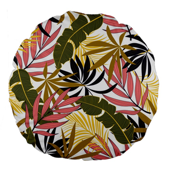 Fashionable Seamless Tropical Pattern With Bright Pink Green Flowers Large 18  Premium Flano Round Cushions