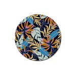 Original Seamless Tropical Pattern With Bright Blue Pink Flowers Magnet 3  (Round) Front