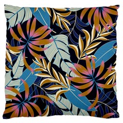 Original Seamless Tropical Pattern With Bright Blue Pink Flowers Large Cushion Case (two Sides) by Wegoenart