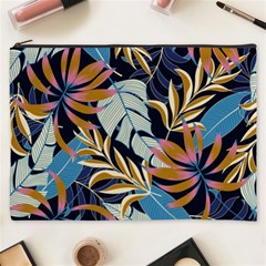 Original Seamless Tropical Pattern With Bright Blue Pink Flowers Cosmetic Bag (xxxl) by Wegoenart