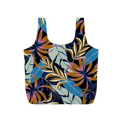 Original Seamless Tropical Pattern With Bright Blue Pink Flowers Full Print Recycle Bag (s) by Wegoenart