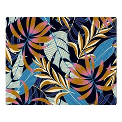 Original Seamless Tropical Pattern With Bright Blue Pink Flowers Double Sided Flano Blanket (large)  by Wegoenart