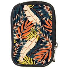 Original Seamless Tropical Pattern With Bright Orange Flowers Compact Camera Leather Case by Wegoenart