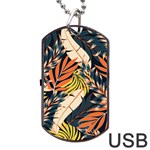 Original Seamless Tropical Pattern With Bright Orange Flowers Dog Tag USB Flash (Two Sides) Front