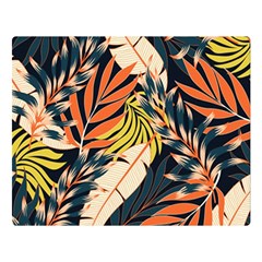 Original Seamless Tropical Pattern With Bright Orange Flowers Double Sided Flano Blanket (large)  by Wegoenart