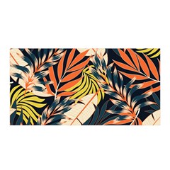 Original Seamless Tropical Pattern With Bright Orange Flowers Satin Wrap