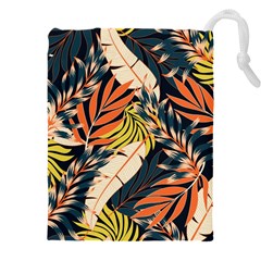 Original Seamless Tropical Pattern With Bright Orange Flowers Drawstring Pouch (5xl) by Wegoenart